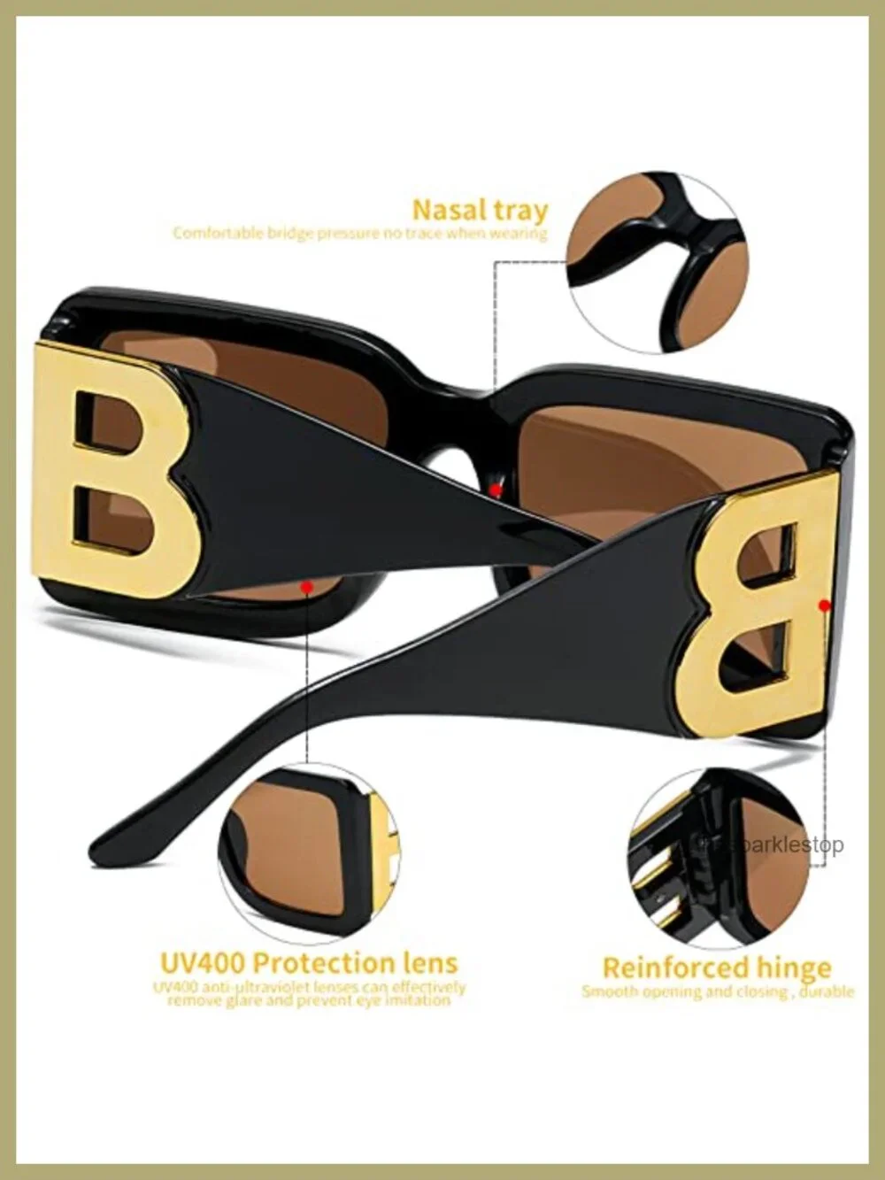 3 Pack Oversized Square Sunglasses UV400 Protection Unisex Trendy Thick Frame